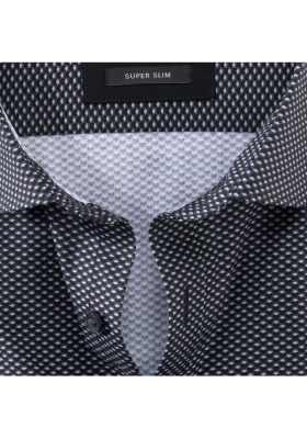 OLYMP No.Six 2542, Fekete Hosszú Ujjú Ing, Super slim, Urban Kent