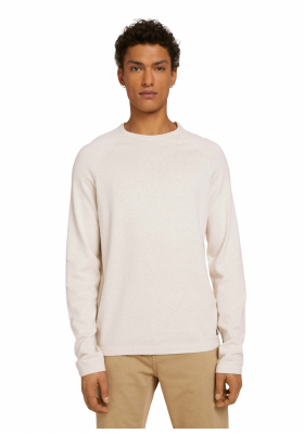 TOM TAILOR DENIM Raglan 8335, Bézs Kötött Pulóver