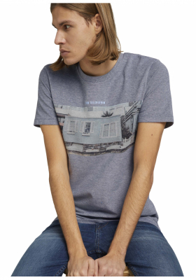TOM TAILOR DENIM Photoprint 5125, Kék Rövid Ujjú Póló