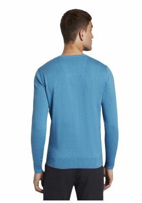 TOM TAILOR Basic V-Neck 2820, Kék Kötött Pulóver
