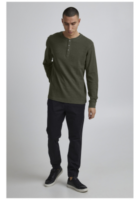 BLEND Noble Granddad 2117, Zöld Hosszú Ujjú Póló