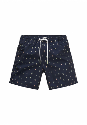 TOM TAILOR DENIM Palm Trees 9970, Kék Szörfnadrág