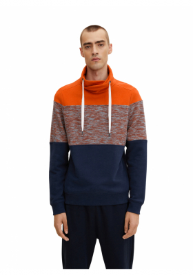 TOM TAILOR 2924 Sálnyakú Pulóver Kék-Narancs