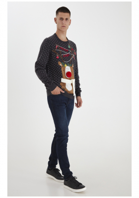 BLEND Xmas 1581, Kék Kötött Pulóver