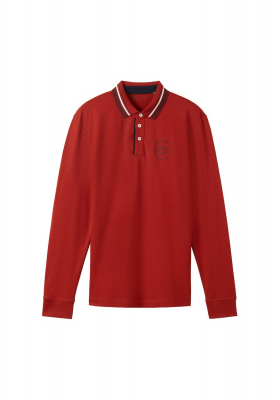 TOM TAILOR 7813, Piros Hosszú Ujjú Ingpóló