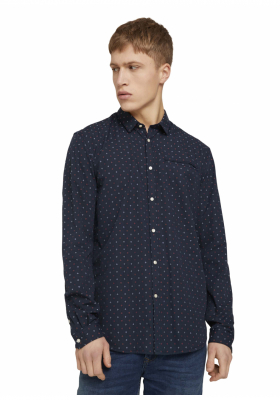 TOM TAILOR DENIM Pocket 6646, Sötétkék Hosszú Ujjú Ing