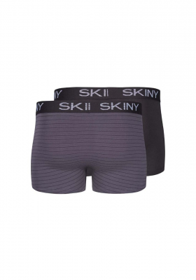 SKINY Cotton Multipack 6487, Szürke Csíkos Boxerernadrág Dupla Csomag