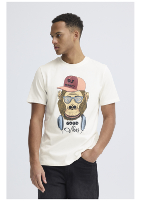 BLEND Kurt 0387, Fehér Rövid Ujjú Póló Monkey