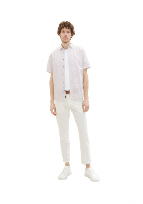 TOM TAILOR 6220, Fehér-Piros, Mintás Rövid Ujjú Ing