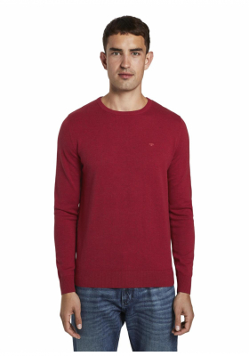 TOM TAILOR Basic O-Neck 2819, Piros Kötött Pulóver