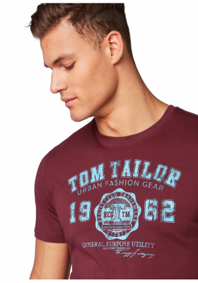 TOM TAILOR Basic 8637, Bordó Rövid Ujjú Póló