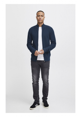 BLEND Codford 6265, Kék Kötött Cipzáros Pulóver