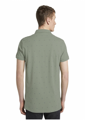 TOM TAILOR DENIM Small Leaves Print 8753, Zöld Rövid Ujjú Ingpóló