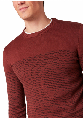 TOM TALOR Textured Jumper 6487,Piros Kötött  Pulóver