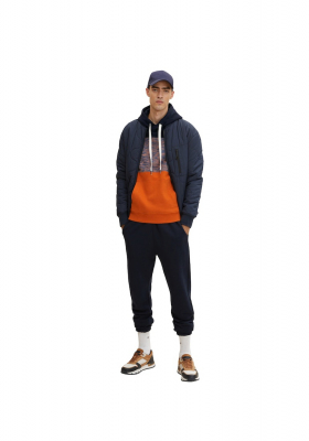 TOM TAILOR 2925 Kék/Narancssárga Kapucnis Pulóver