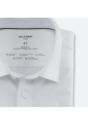 OLYMP Luxor 24/Seven 1202, Fehér Hosszú Ujjú Ing, Modern fit, New Kent