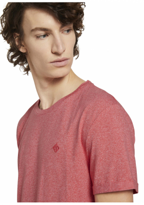 TOM TAILOR DENIM Fine 9909, Piros Rövid Ujjú Póló