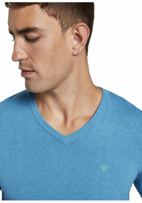 TOM TAILOR Basic V-Neck 2820, Kék Kötött Pulóver