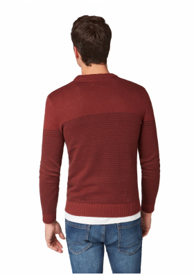 TOM TALOR Textured Jumper 6487,Piros Kötött  Pulóver