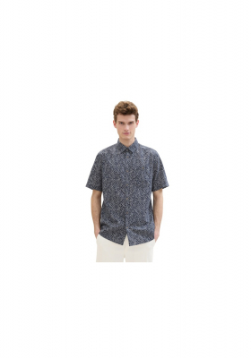 TOM TALILOR 0991, Sötétkék Mintás Rövid Ujjú Ing