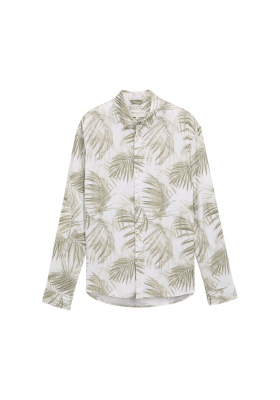 TOM TAILOR DENIM 5190, Levélmintás Zöld Rövid Ujjú Ing