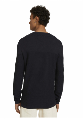 TOM TAILOR DENIM Structured 7169, Kék Kötött Pulóver