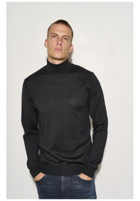 CASUAL FRIDAY Konrad Merino 1483, Fekete Kötött Garbo Pulóver, NOOS