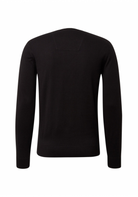 TOM TAILOR Basic O-Neck 2819, Fekete Kötött Pulóver