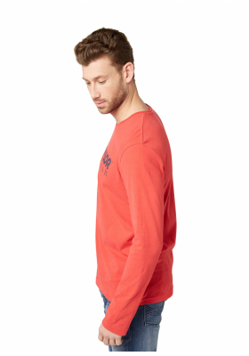 TOM TAILOR Basic 8210, Piros Hosszú Ujjú Póló