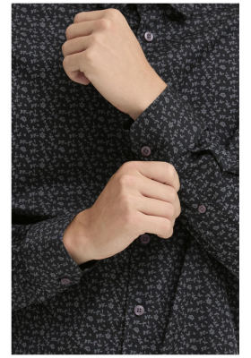 CASUAL FRIDAY Tauson,6058 Fekete, Mintás Hosszú Ujjú Ing 