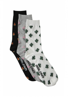 BLEND CacFlaMel 3-Pack 3919, Fekete Szürke Fehér Magasszárú Zokni