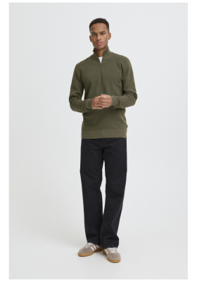 BLEND Baal 0124, Zöld Cipzáros Kötött Pulóver