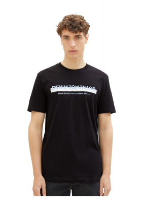 TOM TAILOR DENIM 7653, Fekete Rövid Ujjú Póló