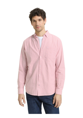 TOM TAILOR 2640, Pink Csíkos Hosszú Ujjú Ing