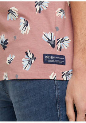 TOM TAILOR DENIM Alloverprint 0965, Rózsaszín Rövid Ujjú Póló