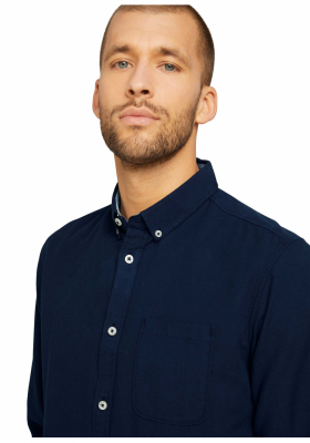 TOM TAILOR Oxford 3874, Sötétkék Hosszú Ujjú Ing