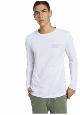 TOM TAILOR DENIM T-Shirt w. Back Fotoprint 3171, Fehér Hosszú Ujjú Pól
