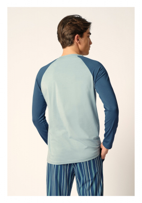 SKINY Mix & Match 0509, Világoskék Hosszú Ujjú Pizsama, Póló
