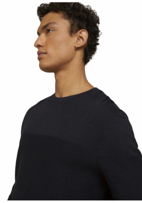 TOM TAILOR DENIM Structured 7169, Kék Kötött Pulóver