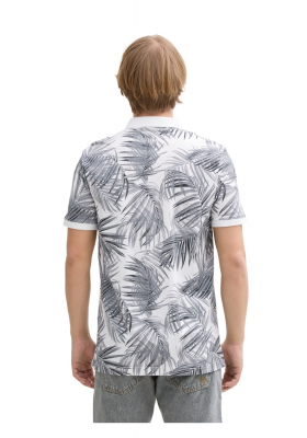 TOM TAILOR DENIM 5599, Fehér Levélmintás Ingpóló