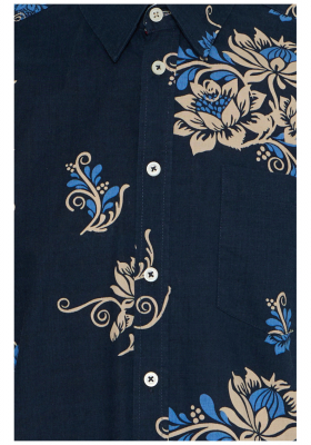 FQ1924 Scoot 0753, Kék Virágos Rövid Ujjú Ing