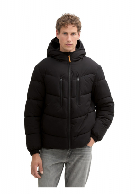 TOM TAILOR DENIM 1775, Fekete Bélelt Kapucnis Téli Dzseki