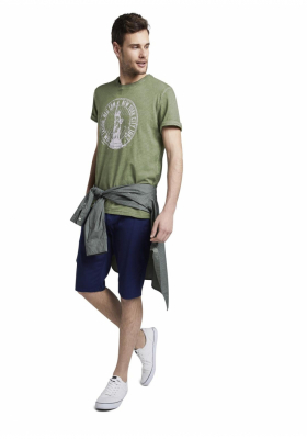 TOM TAILOR Overdyed Statue Of Liberty Print 8849, Zöld Rövid Ujjú Póló