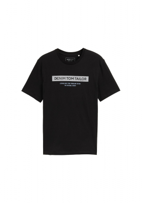 TOM TAILOR DENIM 3491, Fekete Rövid Ujjú Póló