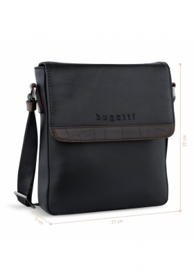 BUGATTI Corso Deluxe 5601, Fekete Bőr Válltáska Big