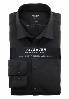 OLYMP No. Six 24/Seven 2503, Fekete Hosszú Ujjú Ing, Super slim, Urban Kent