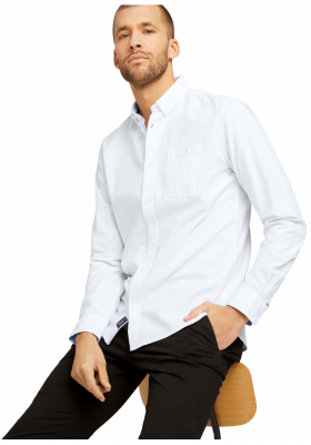 TOM TAILOR Oxford 3874, Fehér Hosszú Ujjú Ing