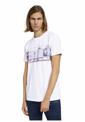 TOM TAILOR DENIM Photoprint 5125, Fehér Rövid Ujjú Póló
