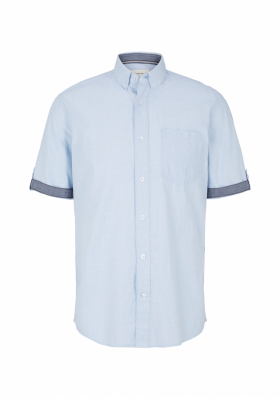TOM TAILOR Chambray 9811, Kék Rövid Ujjú Ing