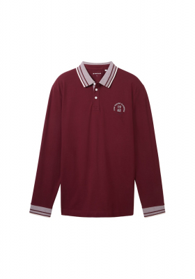 TOM TAILOR 9565, Bordó Hosszú Ujjú Ingpóló